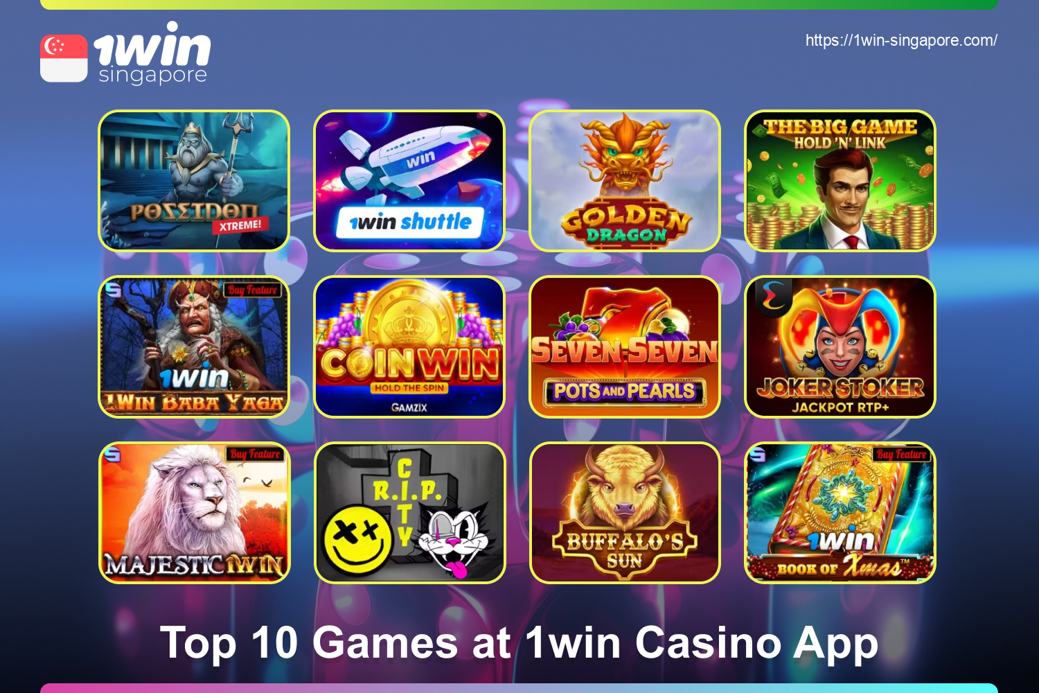 Using the 1win app, players from Singapore can access the casino page, which features over 10,000 different games to suit all tastes from renowned licensed providers