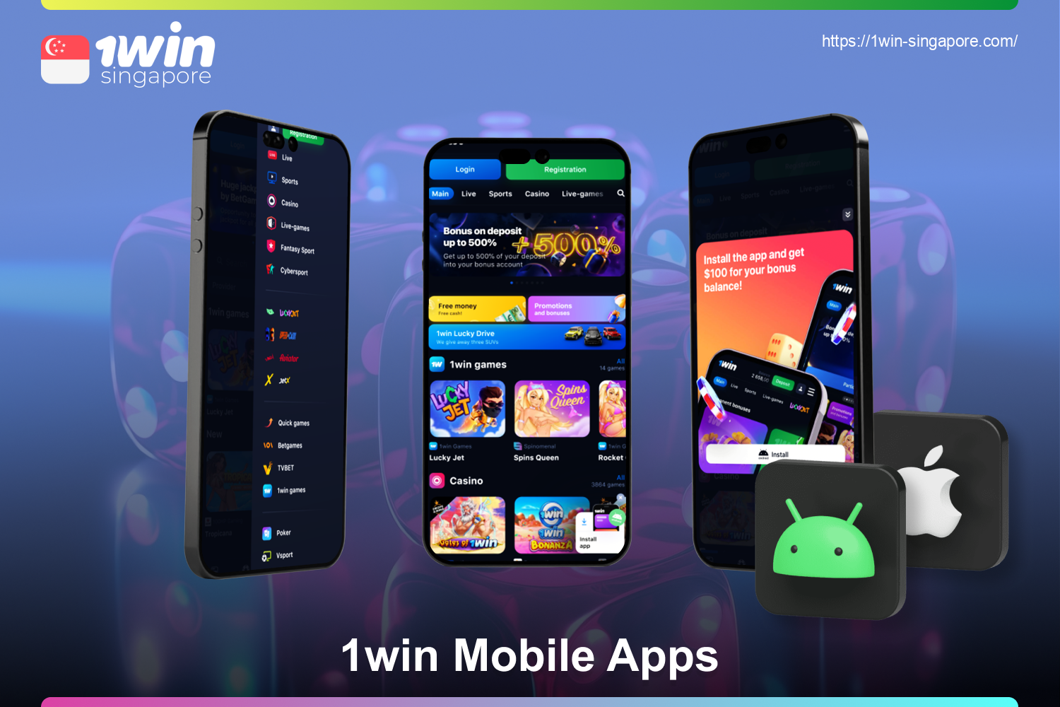 Users in Singapore can download the 1win app for free on their Android or iOS smartphone