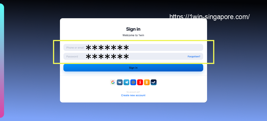 In order to log in to 1win, players from Singapore must fill in the fields with their email/phone number and password