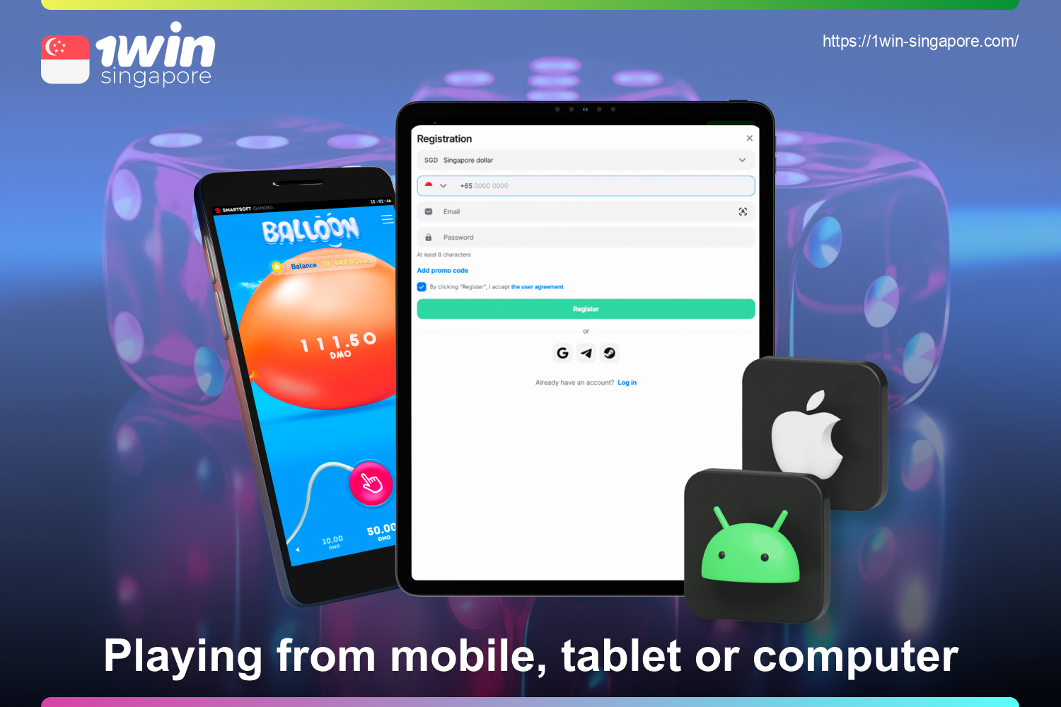 The crash game 1win Balloon is available not only from your computer, but also through a free mobile application for Android and iOS